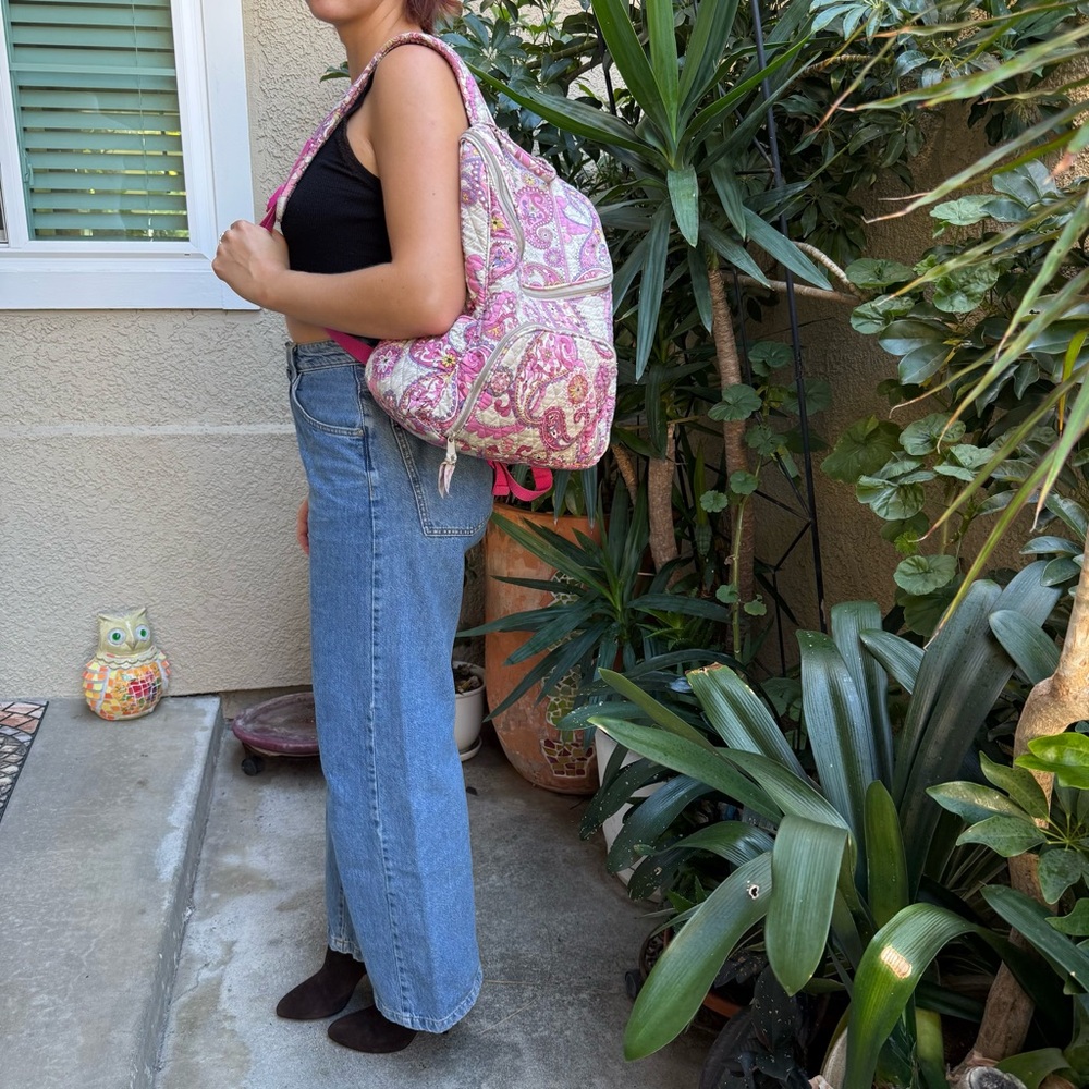 Vera Bradley Pink and Purple Paisley Large Backpack - Picture 5 of 15